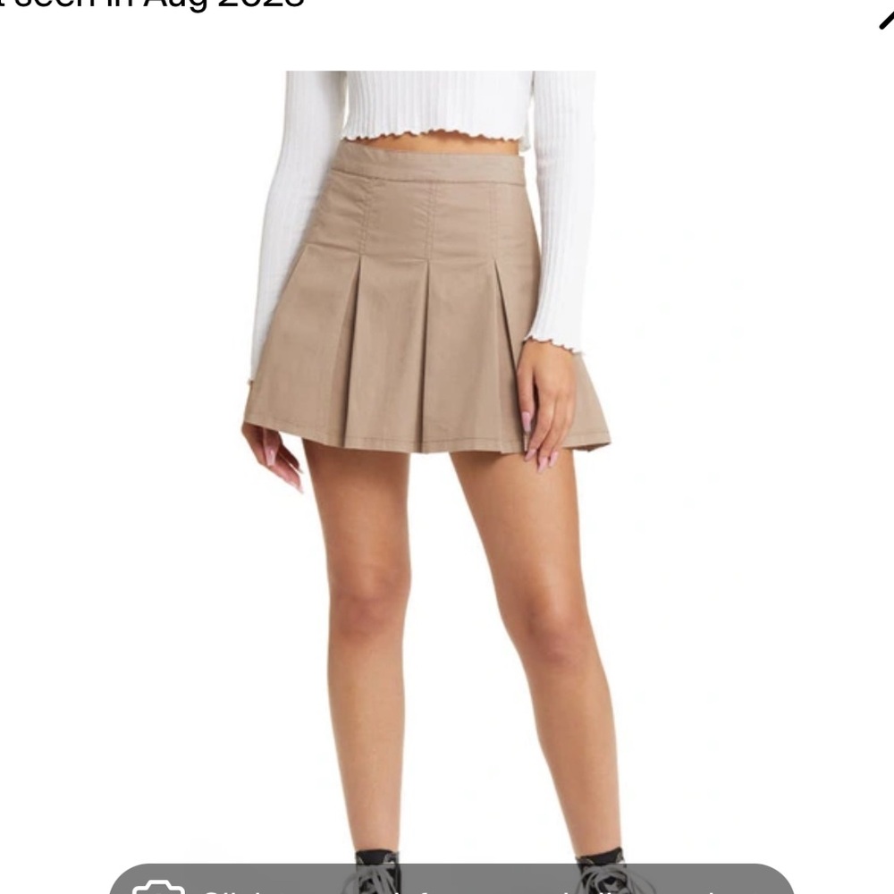 BP Tan A-Line Pleated Skirt